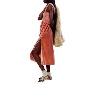 Free People Camille Pink Velvet Midi Dress | XSmall